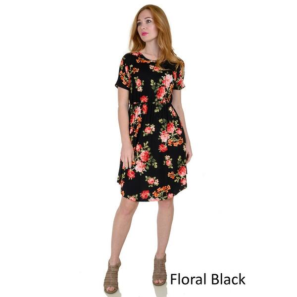 Shop Simply Ravishing Women S Short Sleeve Casual Knee Length Blouson Dress Size S 3x Overstock 20664199