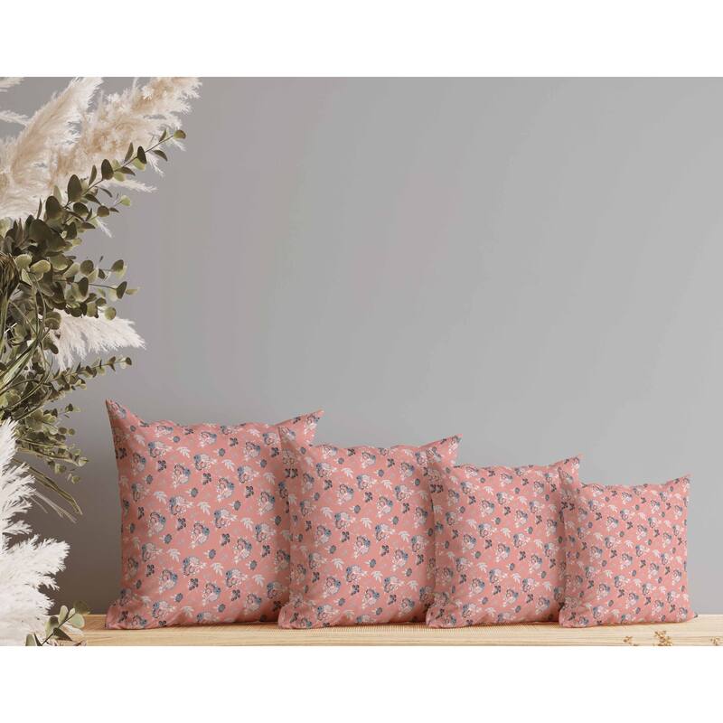 Rose Dreams Faux Suede Reversible Throw Pillow Pink and Blue