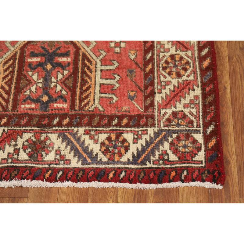 Hand Knotted Oriental 100% Wool Carpet Traditional Geometric Oranges & Rust Tabriz Runner Rug - 13' 8'' X 3' 6''
