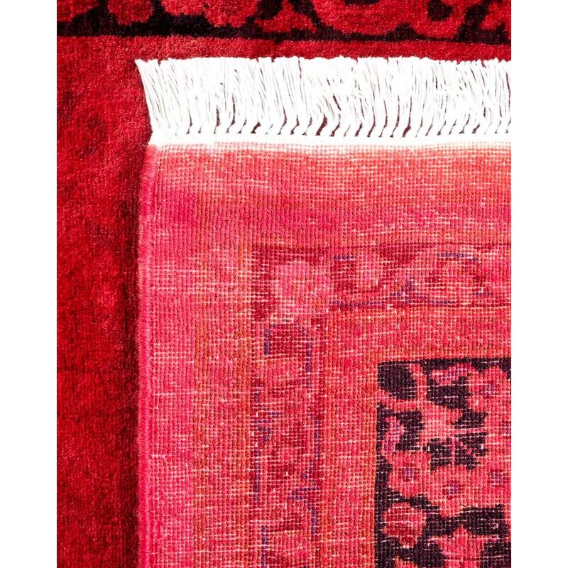 Overton Hand Knotted Wool Vintage Inspired Modern Contemporary Overdyed Red Runner Rug - 2' 8" x 12' 3"