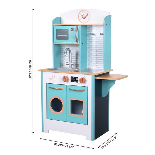 Teamson Kids - Little Chef Santos Retro Play Kitchen - Petrol/wood