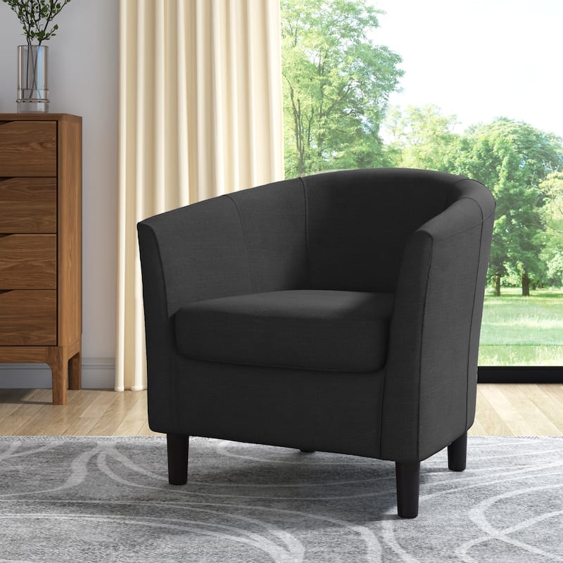 Upholstered Modern Barrel Accent Chair with Wood Legs - GRAY