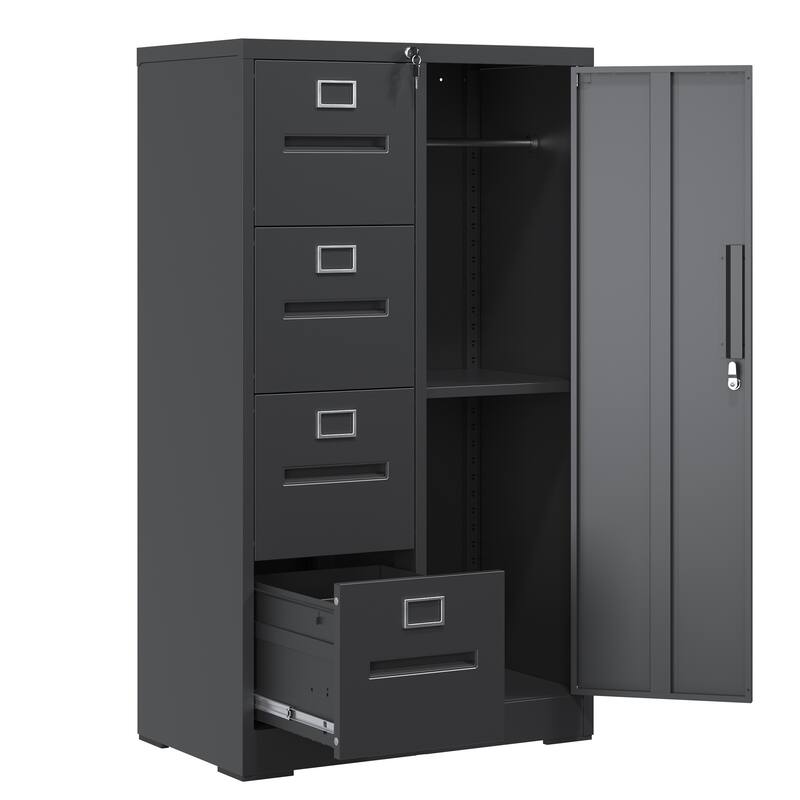 4-Drawer Metal File Cabinet with Lock & Door
