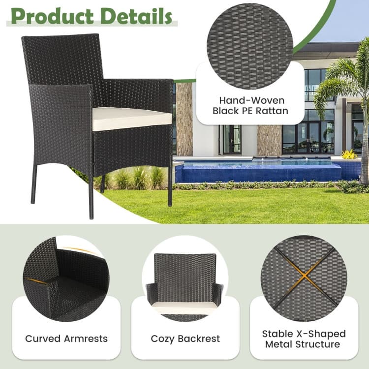 5 Pieces Outdoor Wicker Sofa Set with Coffee Table and 2 Ottomans - 23.5" x 24" x 33"
