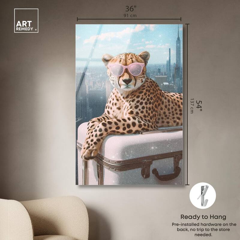 Cheetah Luggage NYC Acrylic by Art Remedy, Ready to Hang