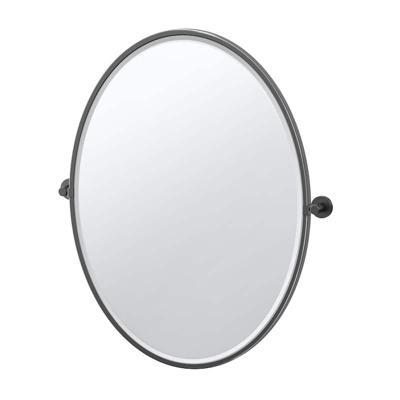 Gatco 4669FLG Reveal 33" x 25" Oval Beveled Metal Framed Accent Mirror - Matte Black