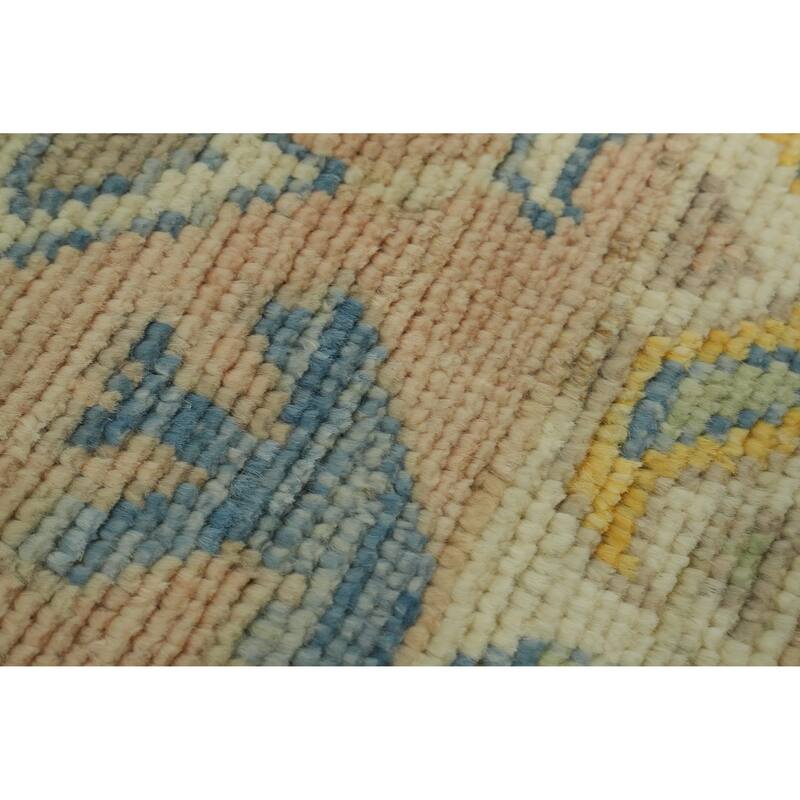 Vegetable Dye Wool Oushak Turkish Area Rug, Medallion Geometric Carpet - 13' 4'' X 9' 10''