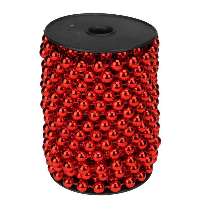 Shiny Round Beaded Commercial Christmas Garland - 33' x .25" - Red - Unlit