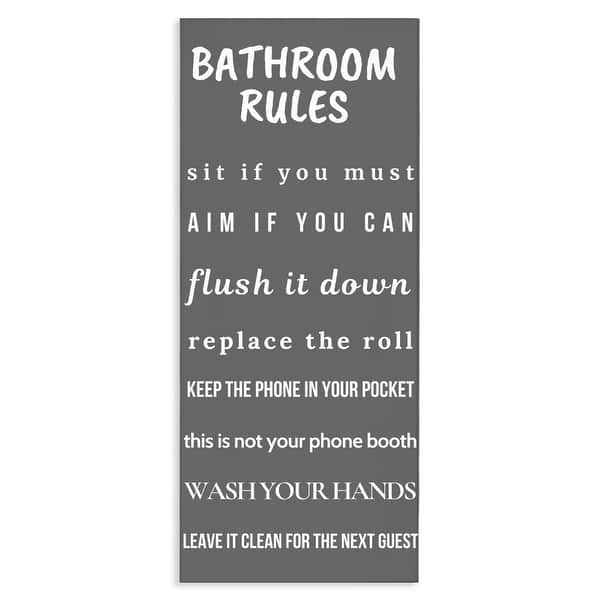 slide 2 of 14, Stupell Bathroom Rules Leave It Clean Canvas Wall Art Design By Julia Frost 10 x 24