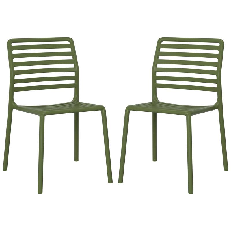 Frond and Form Outdoor Stacking Dining Side Chair (Set of 2) - Olive Green