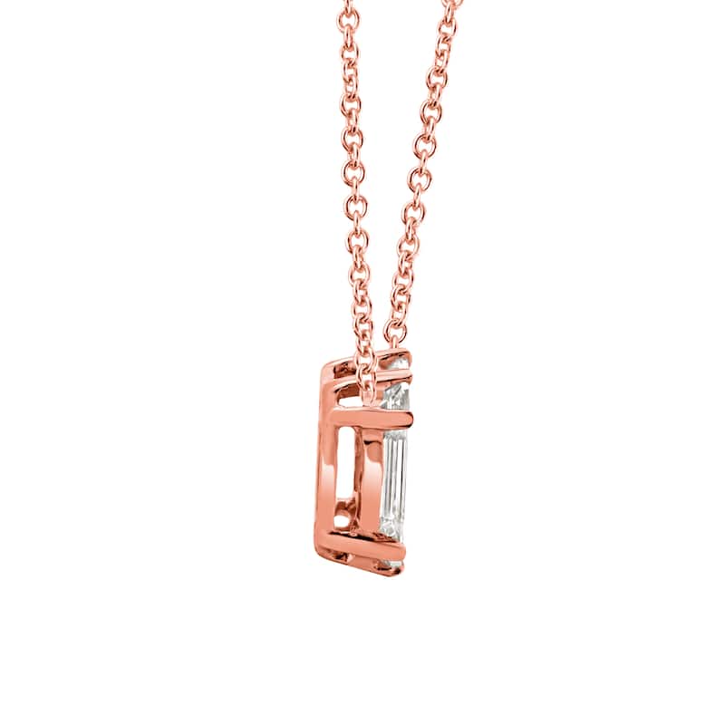 Auriya 14k Gold 1/2ctw Emerald-cut Diamond Necklace (E-F, VS1-VS2) - White