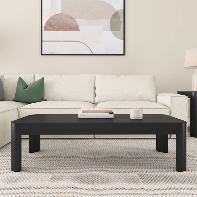 Plank and Beam Contour Curved Rectangular Coffee Table - 54"