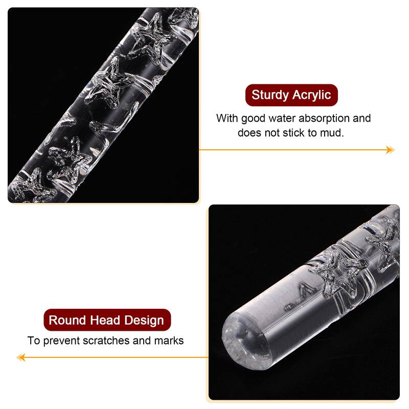 2pcs Acrylic Embossed Rolling Pin 16cm x 1cm Star Pattern - Transparent