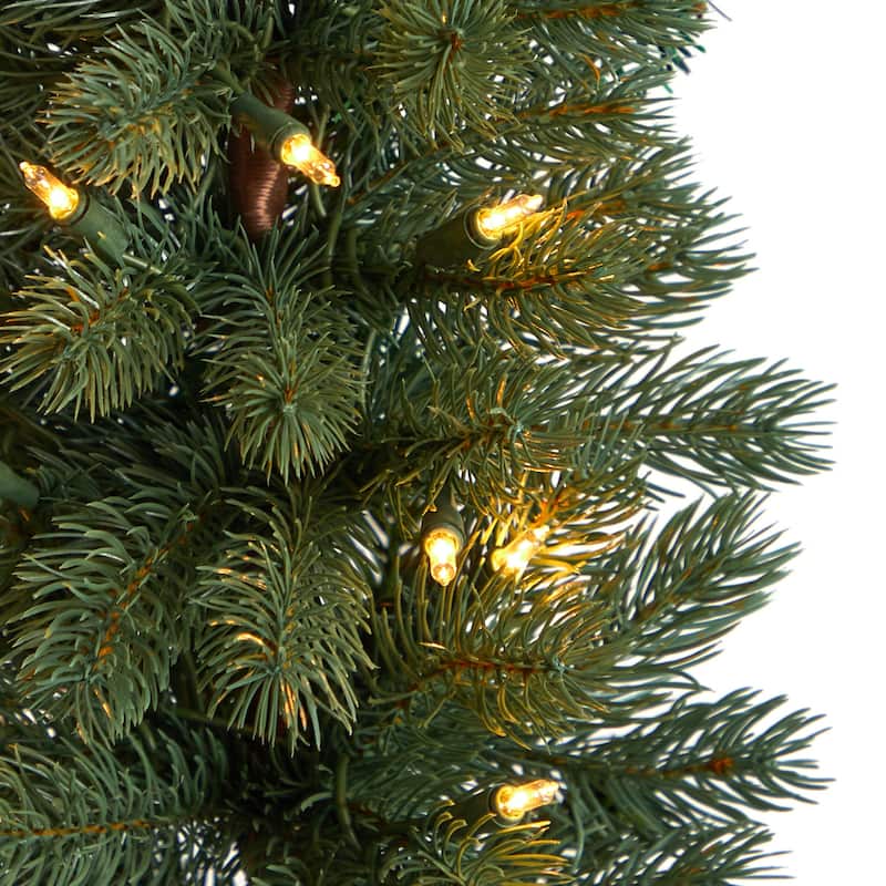 3ft. Green Pine Artificial Christmas Tree with 50 Warm White Lights in Burlap Base - Petite Rustic Holiday X-Mas Accent