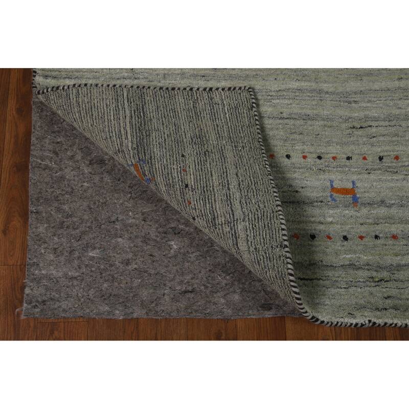 Hand Knotted Oriental 100% Wool Carpet Tribal Animal Pictorial Green Gabbeh Area Rug - 8' 1'' X 4' 11''