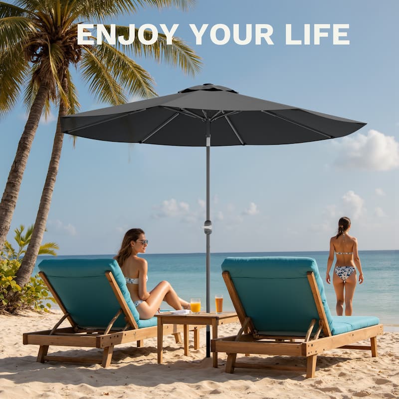 Patiowell 9 FT Outdoor Patio Umbrella, Outdoor Table Umbrella, Yard Umbrella, Market Umbrella with Push Button Tilt and Crank