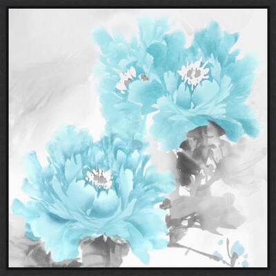 Flower Bloom in Aqua II by Jesse Stevens Framed Canvas Art