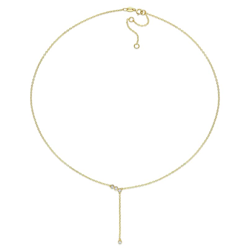 1/8ct TW Lab-Grown Diamond Lariat Y-Necklace in 18k Yellow Gold Plated Sterling Silver