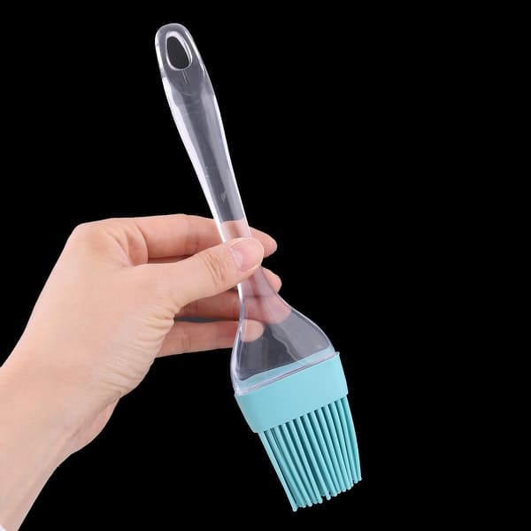 Unique Bargains Kitchen Gadget Plastic Handle Heat Resistant Baking Grilling Pastry Brush Cyan - Clear,Cyan