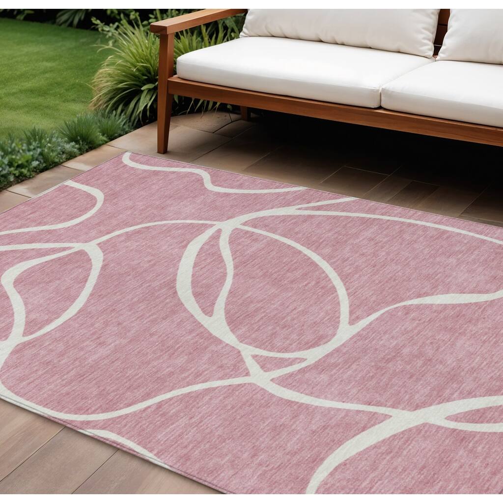 HomeRoots Abstract Transitional Rectangle Outdoor Rug