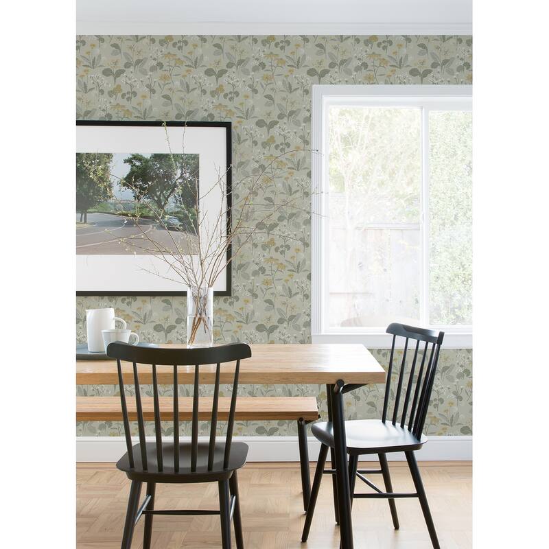 A-Street Prints Magdalena Light Green Dandelion Wallpaper