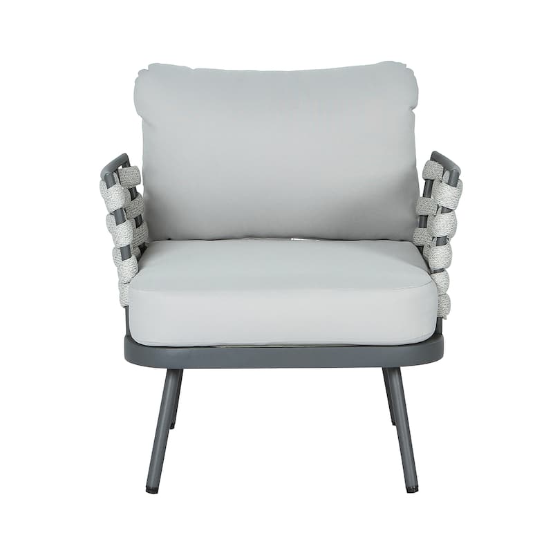 Roomfitters Outdoor Steel Club Chair with Cushions, Set of 2