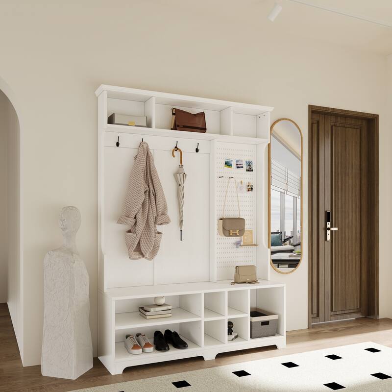 Hall Tree with Shoe Bench