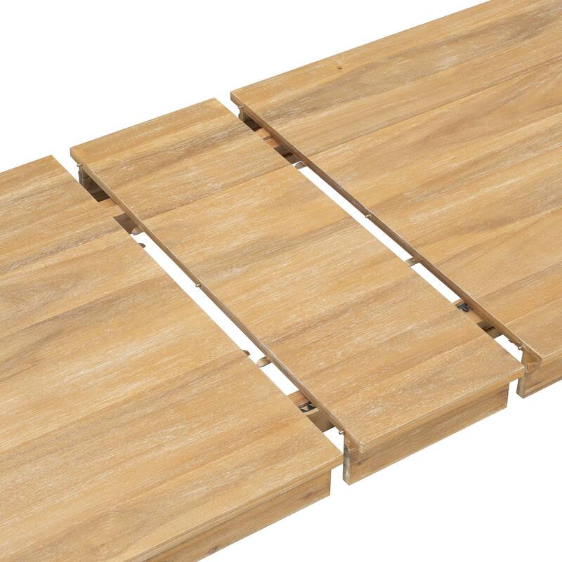 7-Piece Wooden Dining Table Set with Extendable Table and Storage Drawers for Family Gatherings