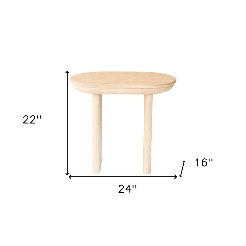 HomeRoots 22" Natural Solid Wood Oval Sled End Table - 24' X '22' X '16