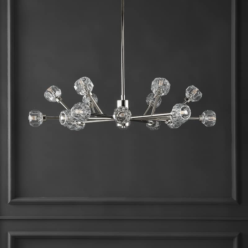 SAFAVIEH Couture Ermina Crystal Sputnik Chandelier. - 35 In W x 21 In D x 21 / 51 In H - Nickel