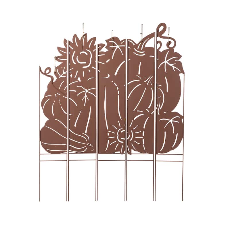 Glitzhome Fall Metal Pumpkin Patch Combo Yard Stake Highland Cow Wall Decor for Thanksgiving