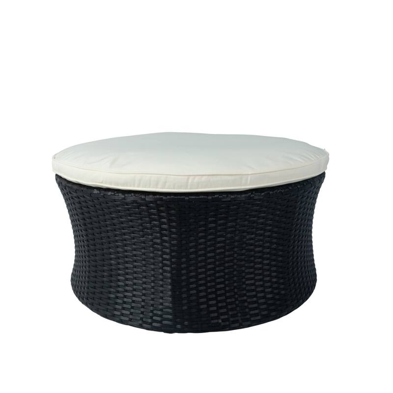 Outdoor Round Daybed Sofa with Retractable Canopy Black