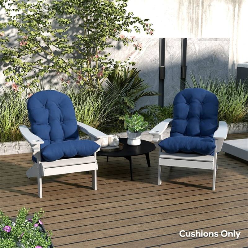 Adirondack Chair Cushion Set with Thick Padding UV Resistant Polyester Outdoor Seat and Back Cushions