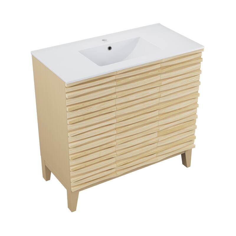 Cascade 36" Bathroom Vanity In Natural Oak