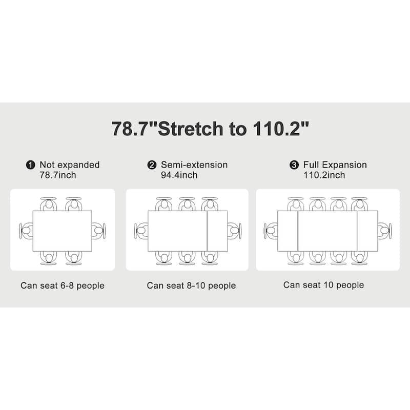 9 - Pieces Modern Minimalist 8 - Person Sintered Stone Extendable Dining Set