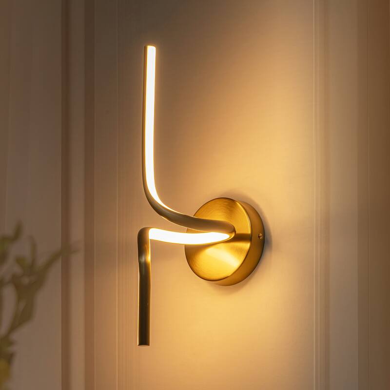 1-Light Modern Black/Gold Linear Aluminum Intergrated LED Bathroom Vanity Light - Gold