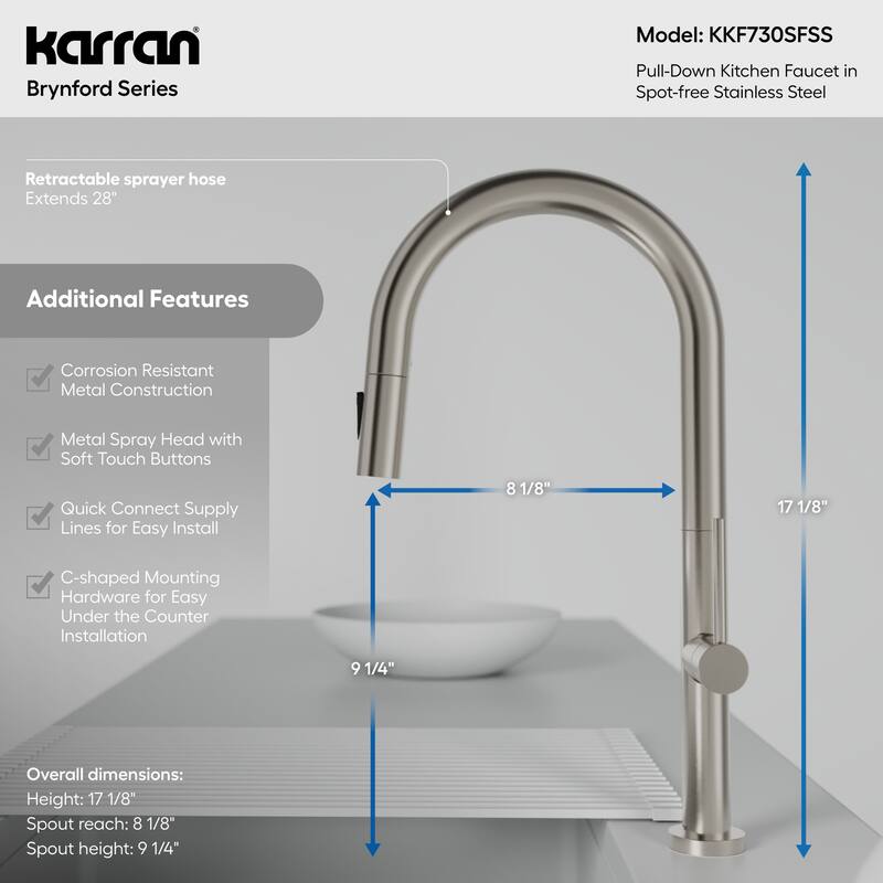 Karran Brynford Single Handle Pull-Down Sprayer Kitchen Faucet