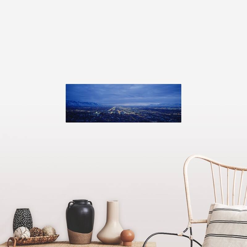 "Aerial view at dusk, Salt Lake City, Utah" Poster Print - Multi - 36 x 12