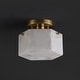 preview thumbnail 2 of 5, SAFAVIEH Kory 8-inch Alabaster & Metal Semi-Flush Mount - 8" W x 8" D x 7" H