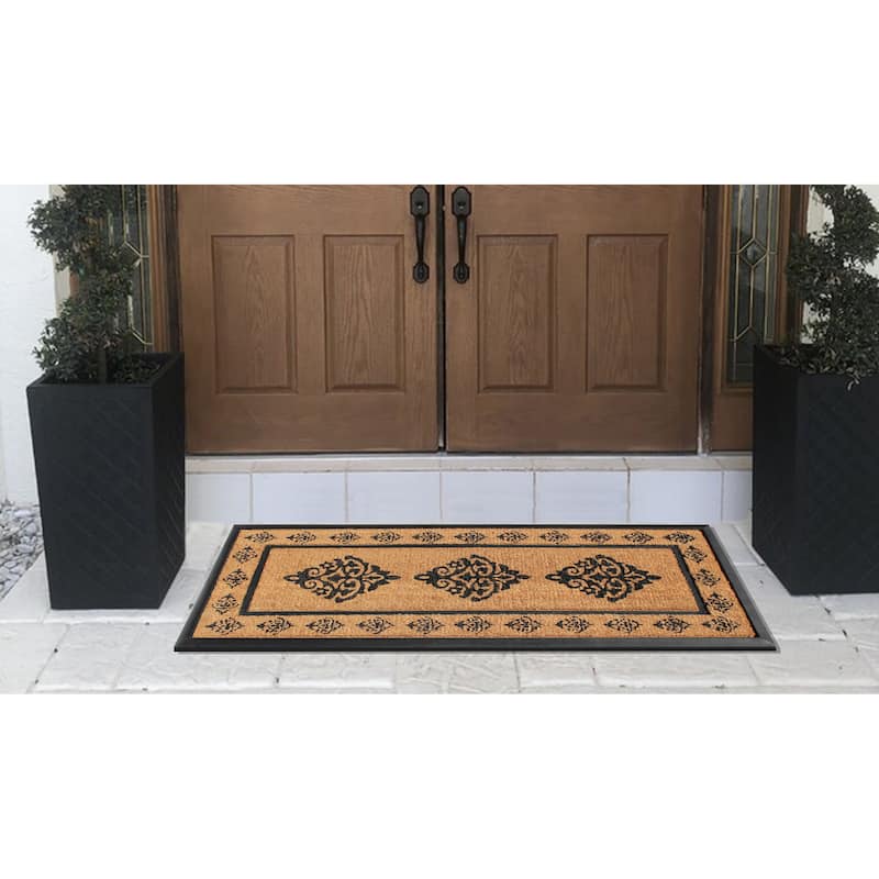 A1HC- Designer Hand-Crafted Rubber & Coir Frame Molded Double Door Mat, Perfect and more functional size