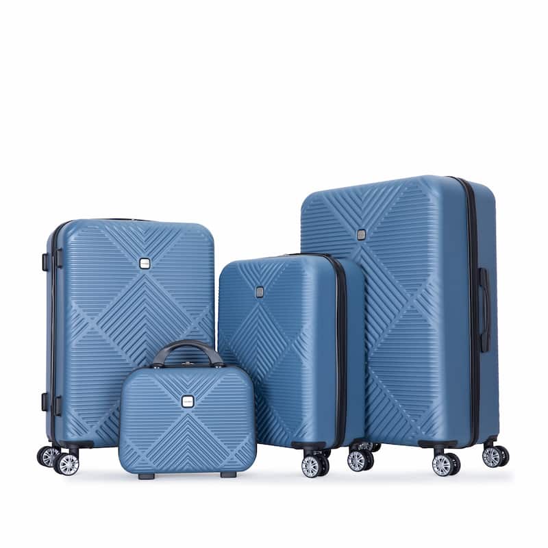4-Piece, Luggage Sets, Lightweight Luggage with 360° Airplane Wheels and Adjustable Handle, for Boarding Travel, Blue