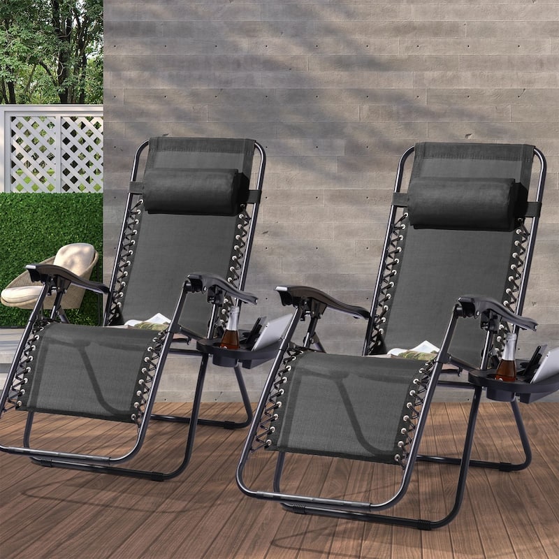 LIVOOSUN Zero Gravity Patio Chairs (Set of 2) - Black