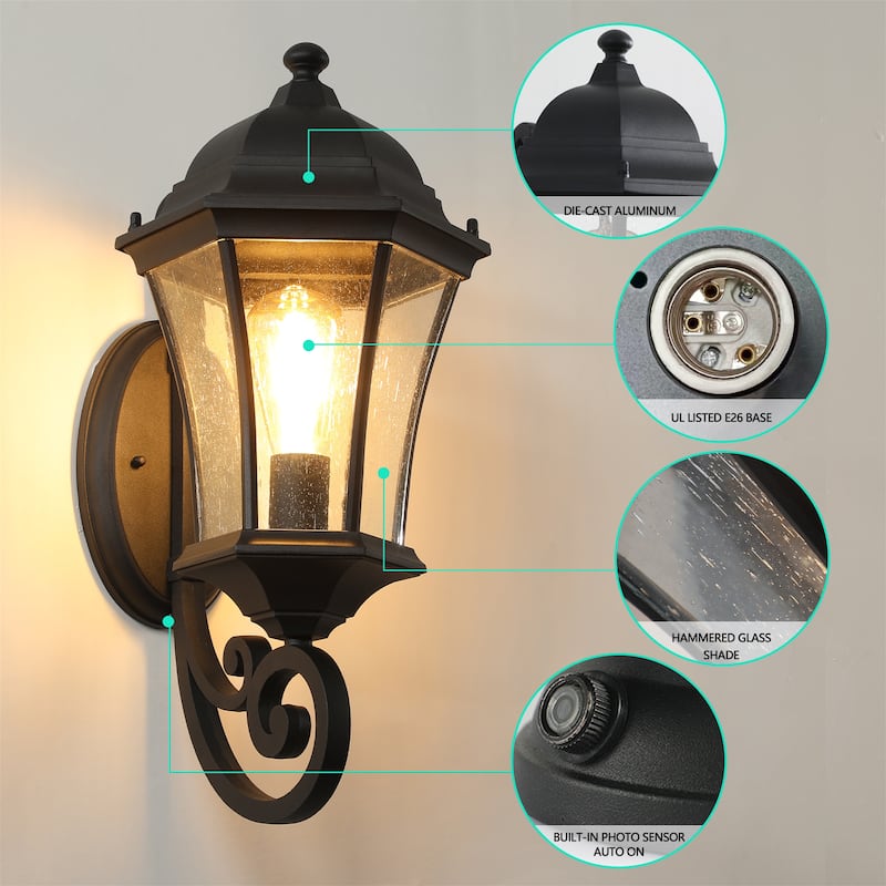 Outdoor Waterproof Glass Retro Wall Lamp(2 Pack)