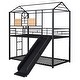preview thumbnail 6 of 16, House Shape Design Metal Bunk Bed with Roof and Slide for Extra Fun, Sturdy Frame, Black