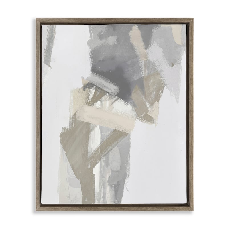 Stupell Elegant Grey & Beige Streaks Framed Floater Canvas Wall Art Design By Rachel Springer - 17 x 21 - Brown