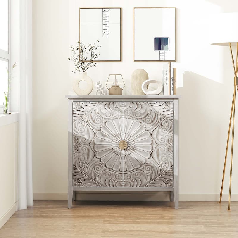 Light Grey 30.71 in. H Storage Cabinet with Shelves - 31.50" x 14.97" - 31.50" x 14.97" - MDF -  Light Grey 
