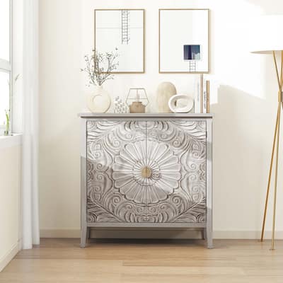 Light Grey 30.71 in. H Storage Cabinet with Shelves - 31.50" x 14.97"