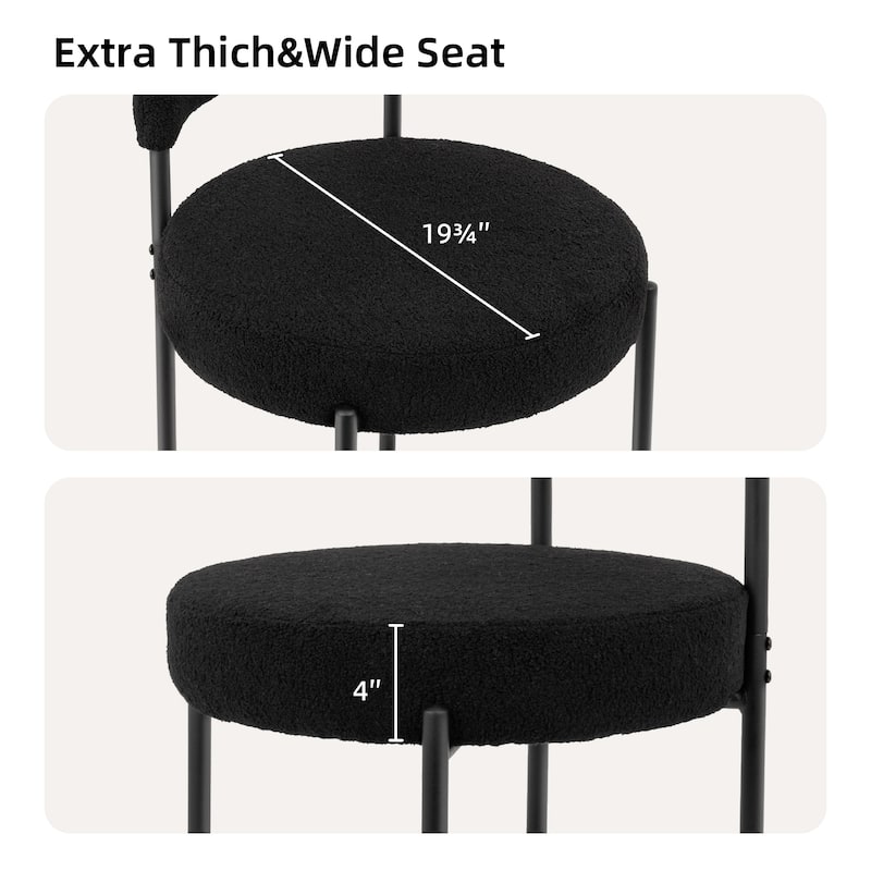 Boucle Upholstered Side Dining Chair Set