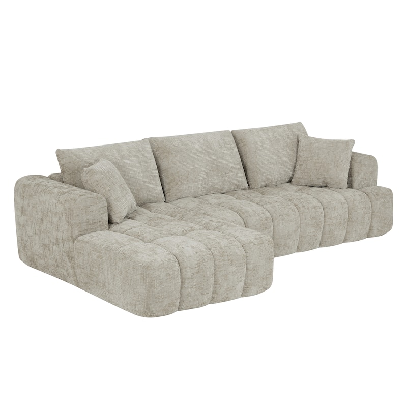 Roomfitters Oversized Chenille Sectional Sofa, Modern L-Shaped Cloud Couch with Right Chaise and Deep Seats