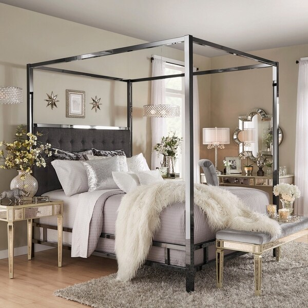 Chrome canopy bed queen discount